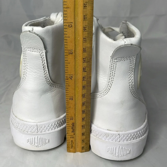 L’ORIGINALE PALLADIUM White Pampa Hi Top Lace Up Boots Sneakers Leather 7.5 - Picture 13 of 16